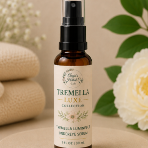 Tremella Luminesce Undereye Serum with Tremella Mushroom to brighten, hydrate, and reduce the appearance of puffiness and dark circles.