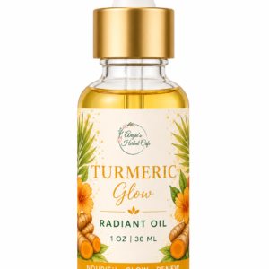 Turmeric Glow Radiant Body Oil by Angie's Herbal Cafe – 1 oz nourishing body oil with turmeric and botanical oils for soft, radiant skin
